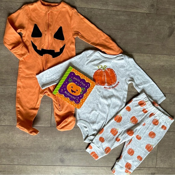 Baby Boy 3-6 Months Fall First Halloween Pumpkin Bundle EUCm - Picture 2 of 14